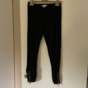 Michael Kors leggings ruched with zippers black size large stretchy